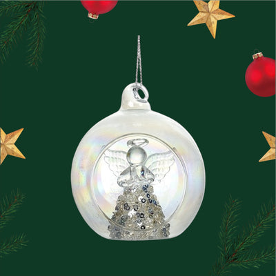 Clear Glass Bauble With Angel