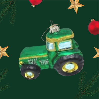 Hanging Glass Tractor - Green