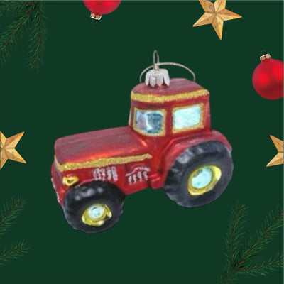 Hanging Glass Tractor - Red