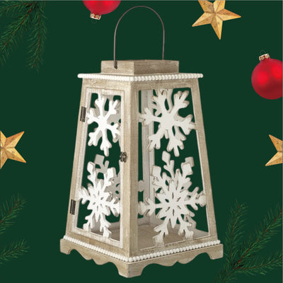 Large Wooden Snowflake Lantern