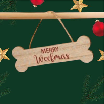 ‘Merry Woofmas’ Bone Shaped Hanging Decoration