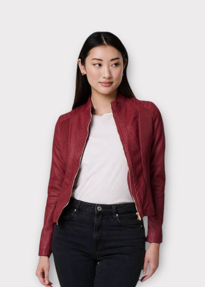 Pleather Jacket - Wine