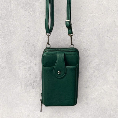 Double Zip Crossbody Phone Pouch - Green