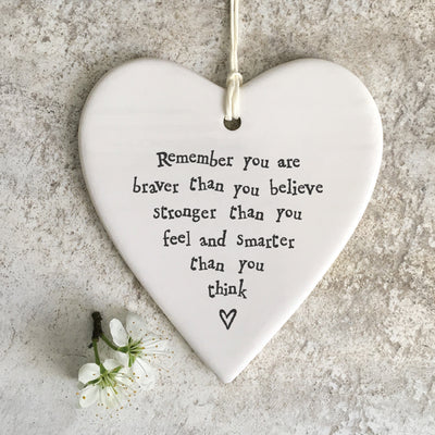 Porcelain Heart Hanging Decoration - You Are Braver