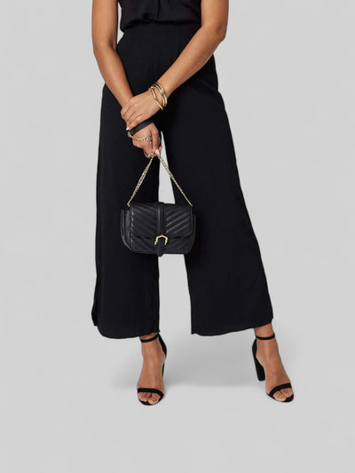 Black High Waist Side Split Trousers