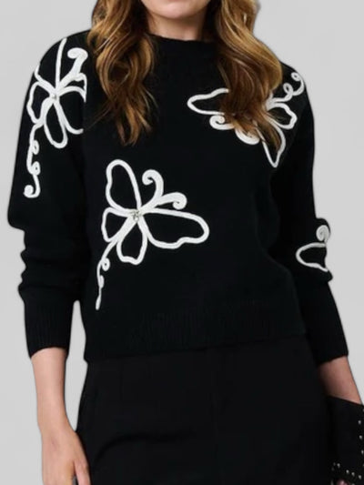 Black Jumper With White Butterfly Print