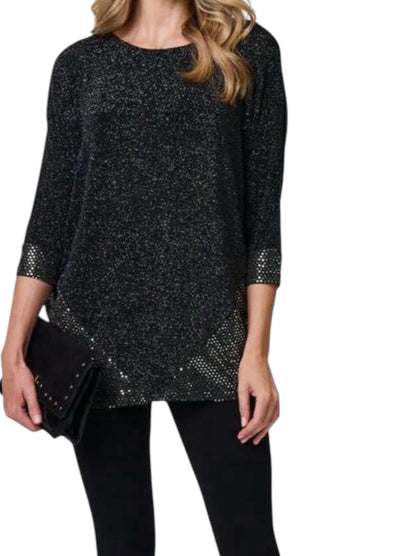 Black Sparkle Top With Sequin Detail