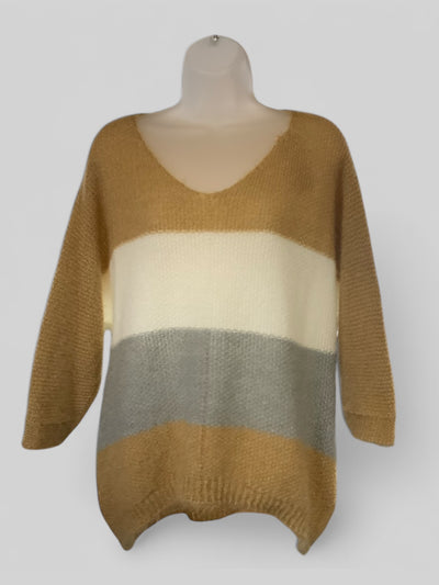 Block Stripe Jumper - Stone