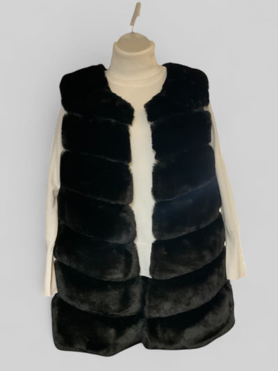 Faux Fur Sleeveless Gilet - Black