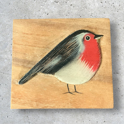 Flat Wood Painting - Robin