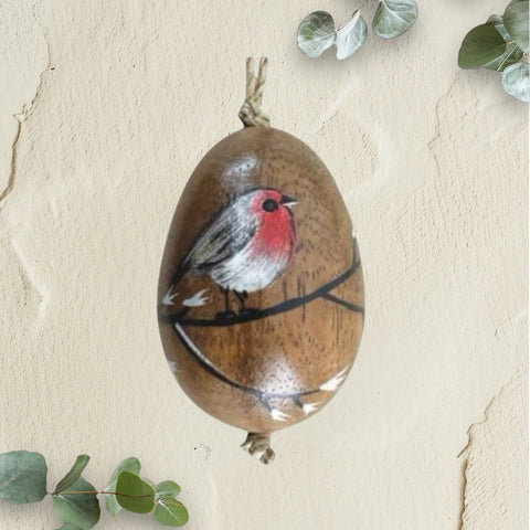 Robin On Egg Hanging Decoration